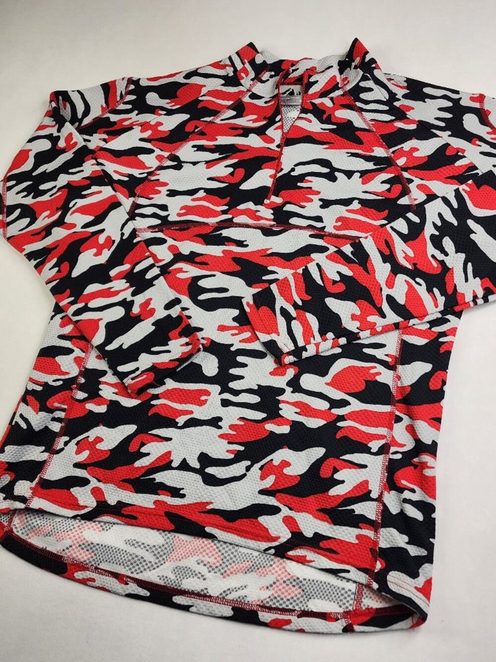 Polar Edge Mens L Large Red Black Camo 1/4 Zip Long Sleeve Performance Shirt